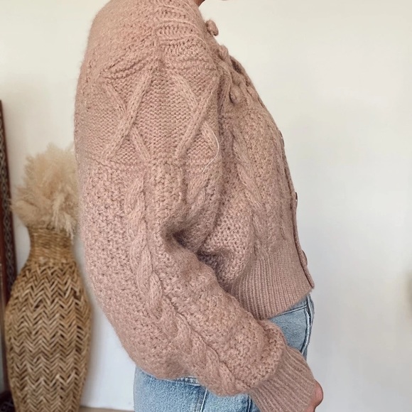 Pink Fuzzy Pom Pom Cardigan - New - Picture 4 of 7